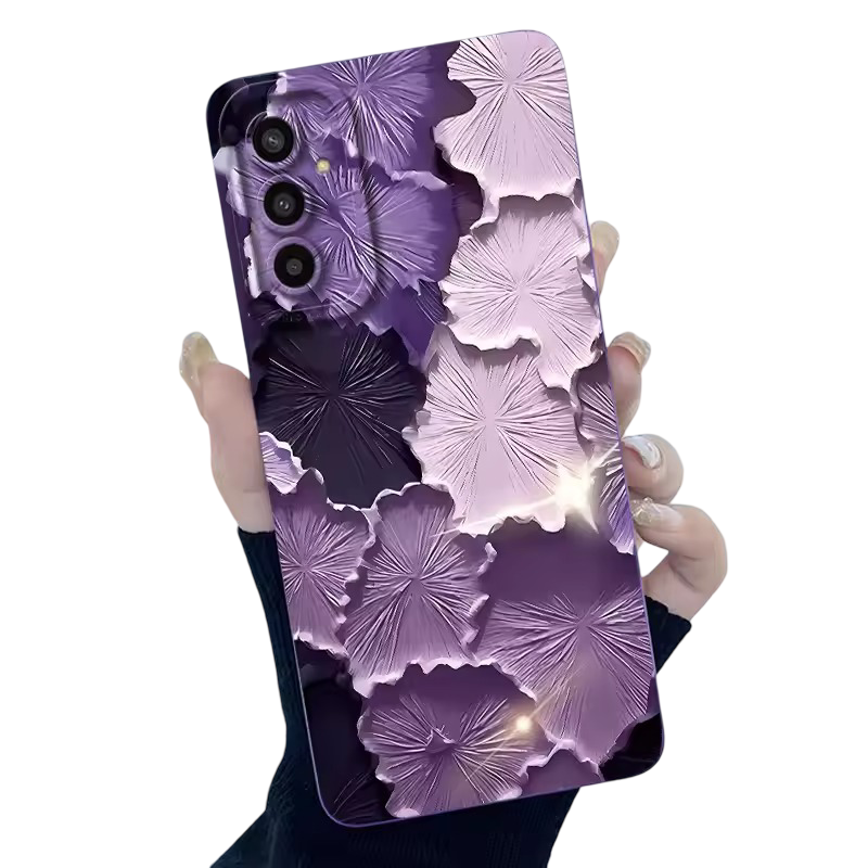 Kawaii Purple Flower Pattern Phone Case For Samsung Galaxy