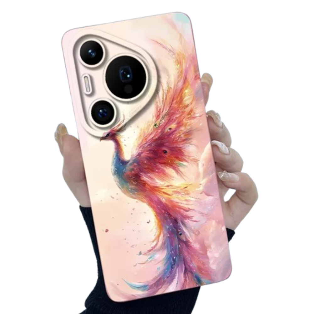 Kawaii Colourful Peackcock Art Phone Case For Huawei Pura