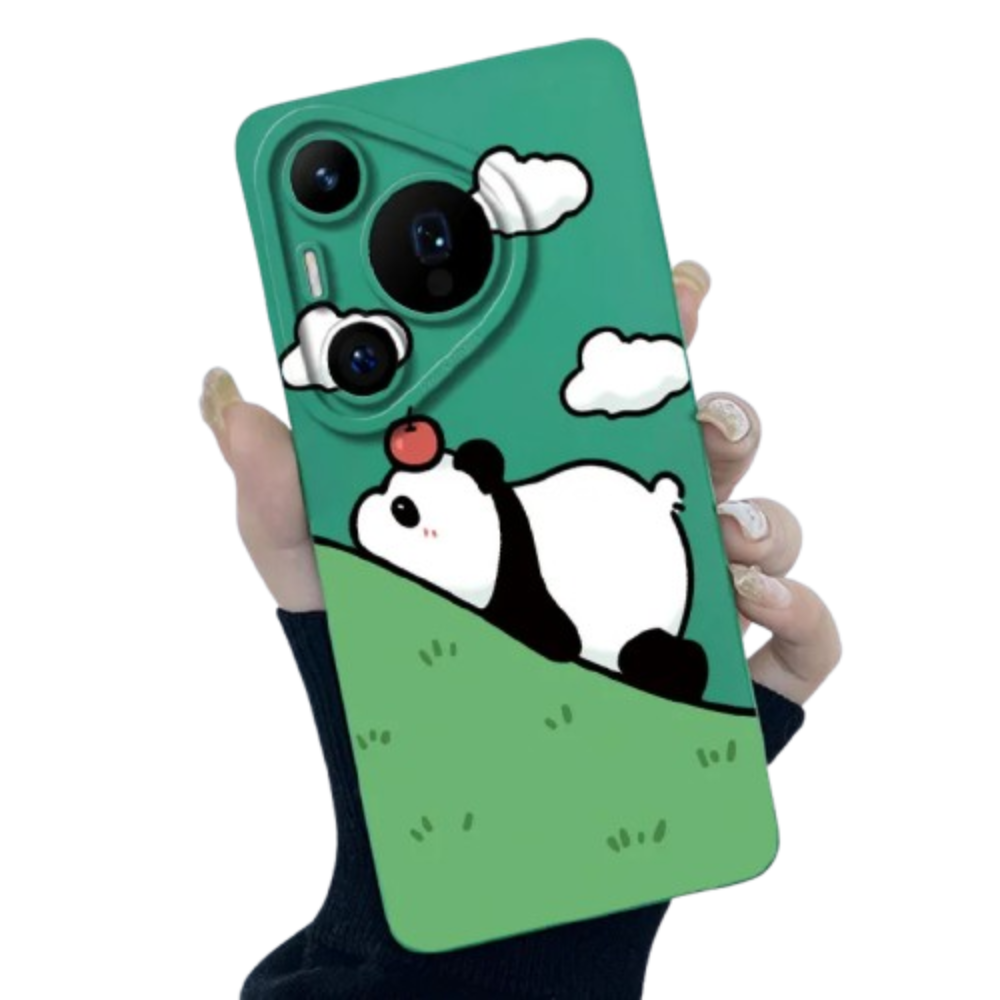 Kawaii Panda And Apple Phone Case For Huawei Pura