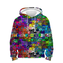 Kawaii Cartoon Geometry Dash Character Pattern Printed Hoodie Kawaii Cartoon Geometry Dash Character Pattern Printed Hoodie