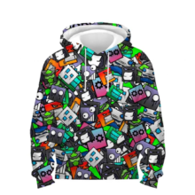 Kawaii Cartoon Geometry Dash Character Printed Hoodie Kawaii Cartoon Geometry Dash Character Printed Hoodie