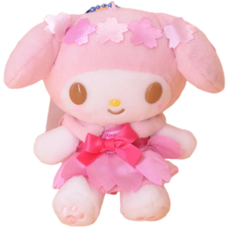 Anime Kuromi Cinnamoroll My Melody Melo Pompom Purin Hello Kitty Soft Stuffed Doll Keychain