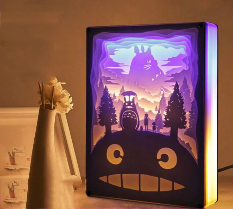 Totoro Cartoon 3D Paper-Cut Atmosphere Night Light Lamp Totoro Cartoon 3D Paper-Cut Atmosphere Night Light Lamp