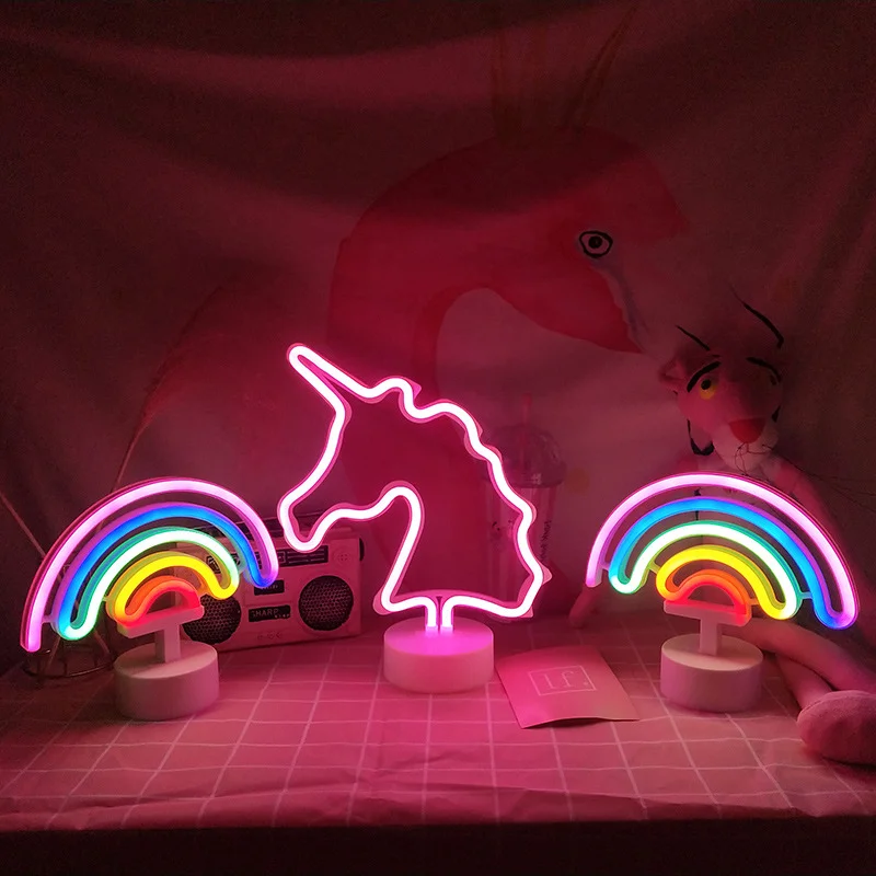 Rainbow Unicorn Neon LED Night Lamp