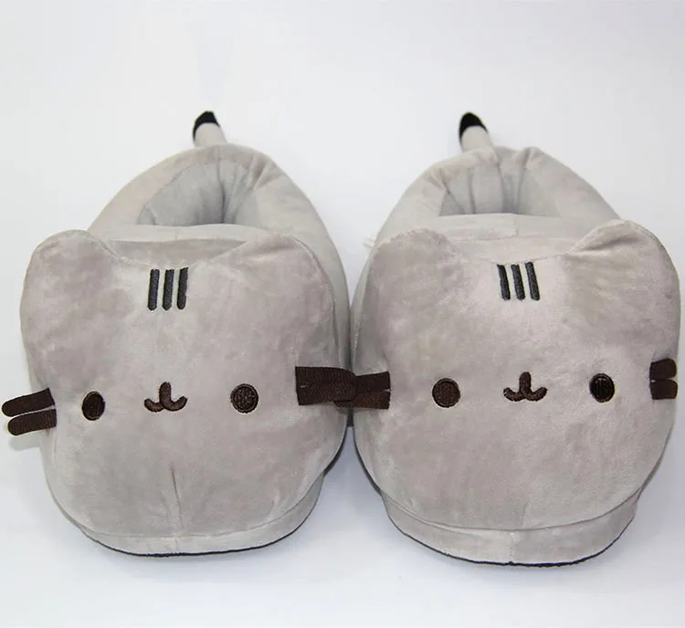 Cartoon Full Covered Cat Plush Warm Indoor Shoes