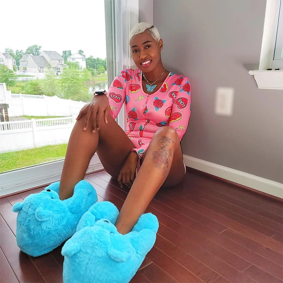 Teddy Bear Style Faux Fur Indoor Soft Anti-Slip Plush Warm Shoes