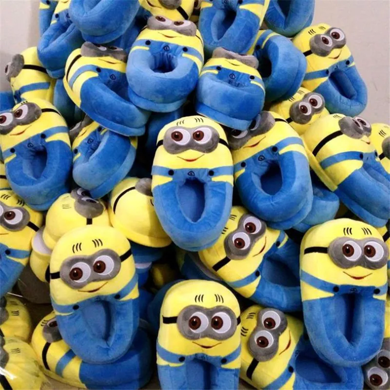 Cartoon Minion Indoor Warm Plush Shoes