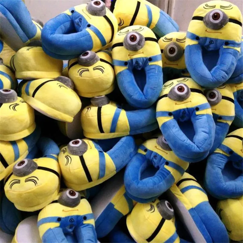 Cartoon Minion Indoor Warm Plush Shoes