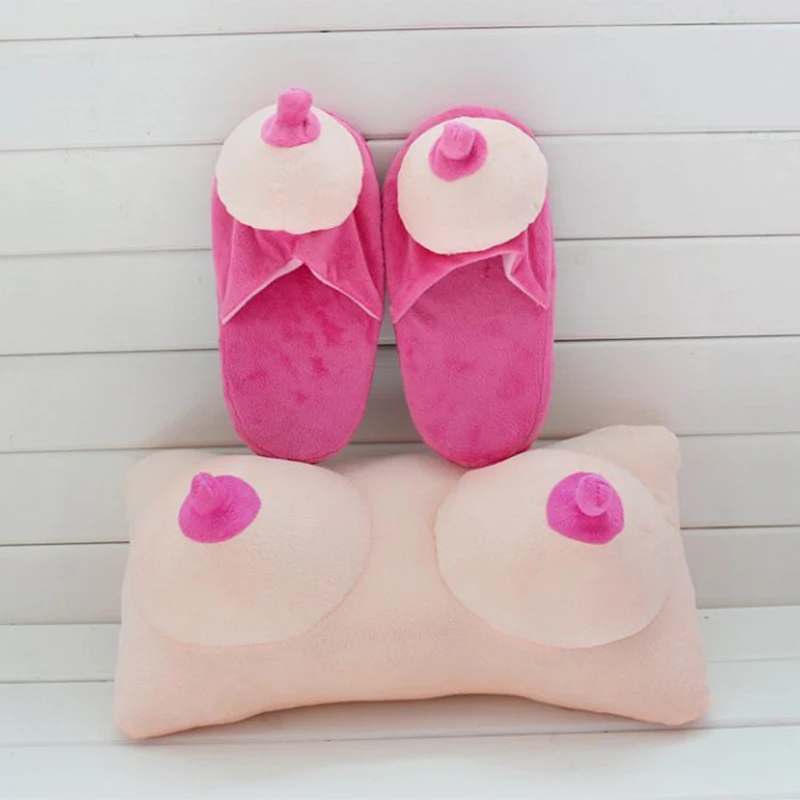 Big Boobs Breast Penis Dick Design Pillow And Slippers