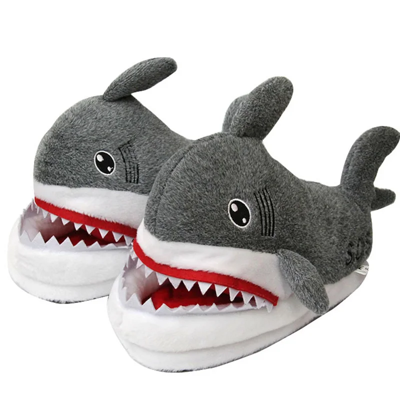 Cartoon Shark Indoor Warm Plush Shoes