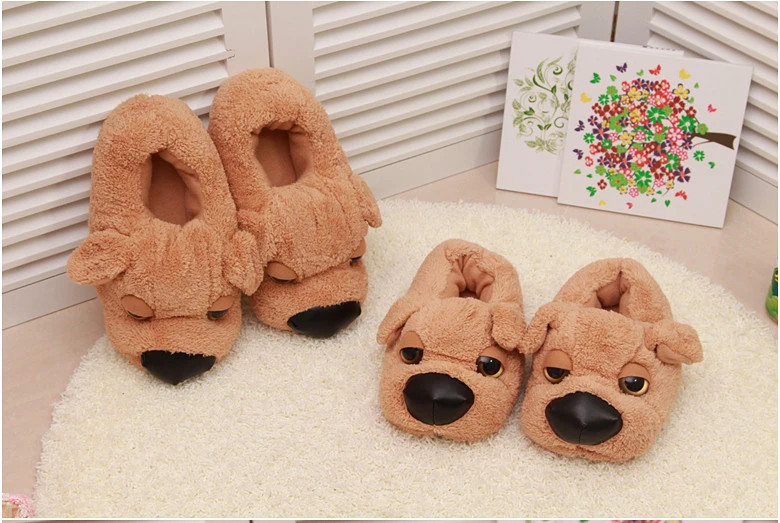 Cartoon Dog Indoor Warm Plush Shoes