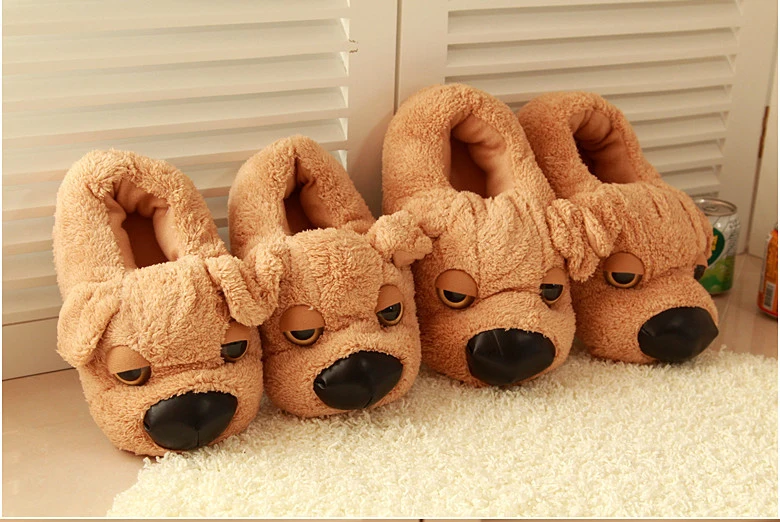 Cartoon Dog Indoor Warm Plush Shoes