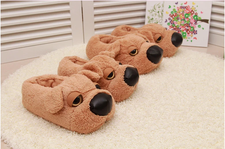 Cartoon Dog Indoor Warm Plush Shoes