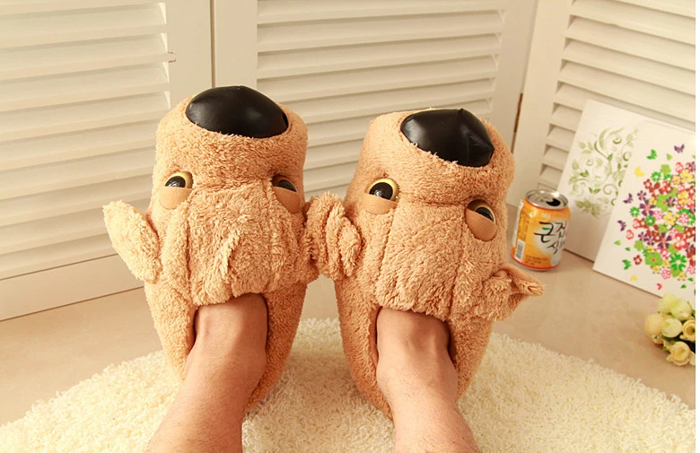 Cartoon Dog Indoor Warm Plush Shoes