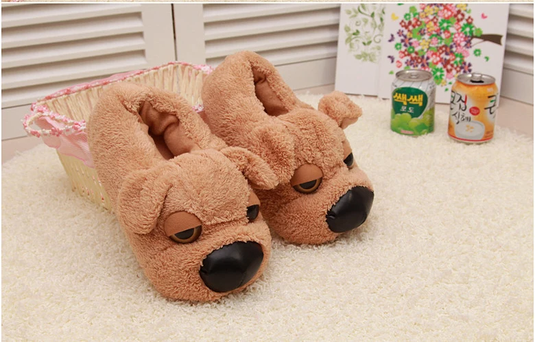 Cartoon Dog Indoor Warm Plush Shoes