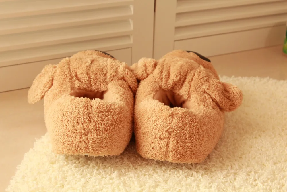Cartoon Dog Indoor Warm Plush Shoes