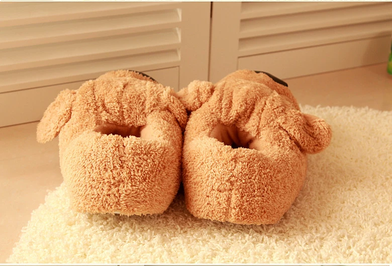 Cartoon Dog Indoor Warm Plush Shoes