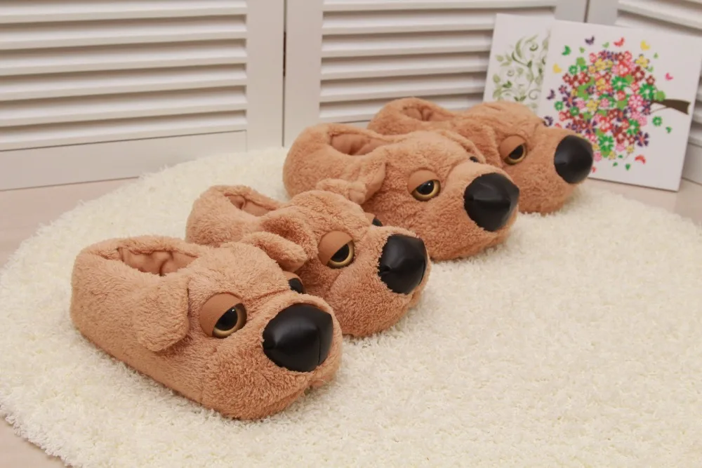 Cartoon Dog Indoor Warm Plush Shoes