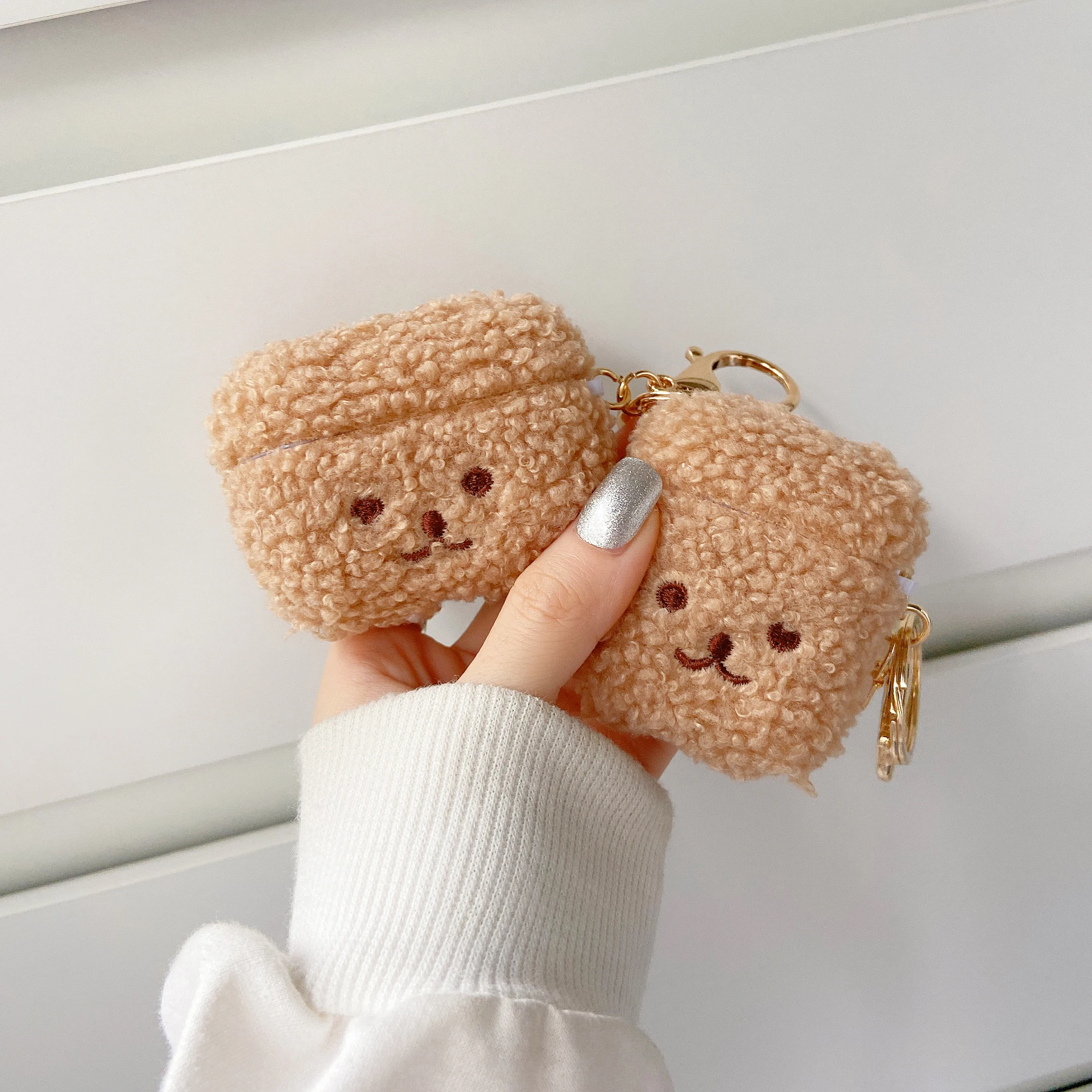 Fluffy Bear Keychain Earphone Apple Case Kawaii AirPods