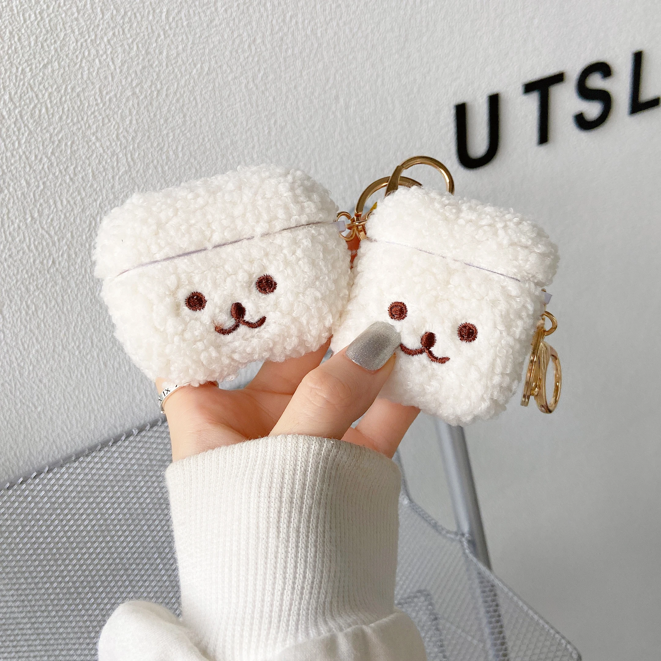 Fluffy Bear Keychain Earphone Apple Case Kawaii AirPods