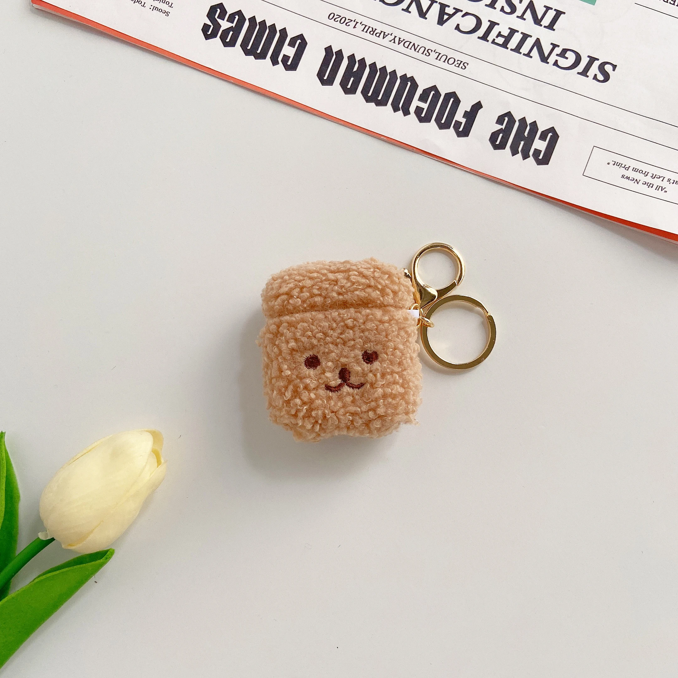 Fluffy Bear Keychain Earphone Apple Case Kawaii AirPods