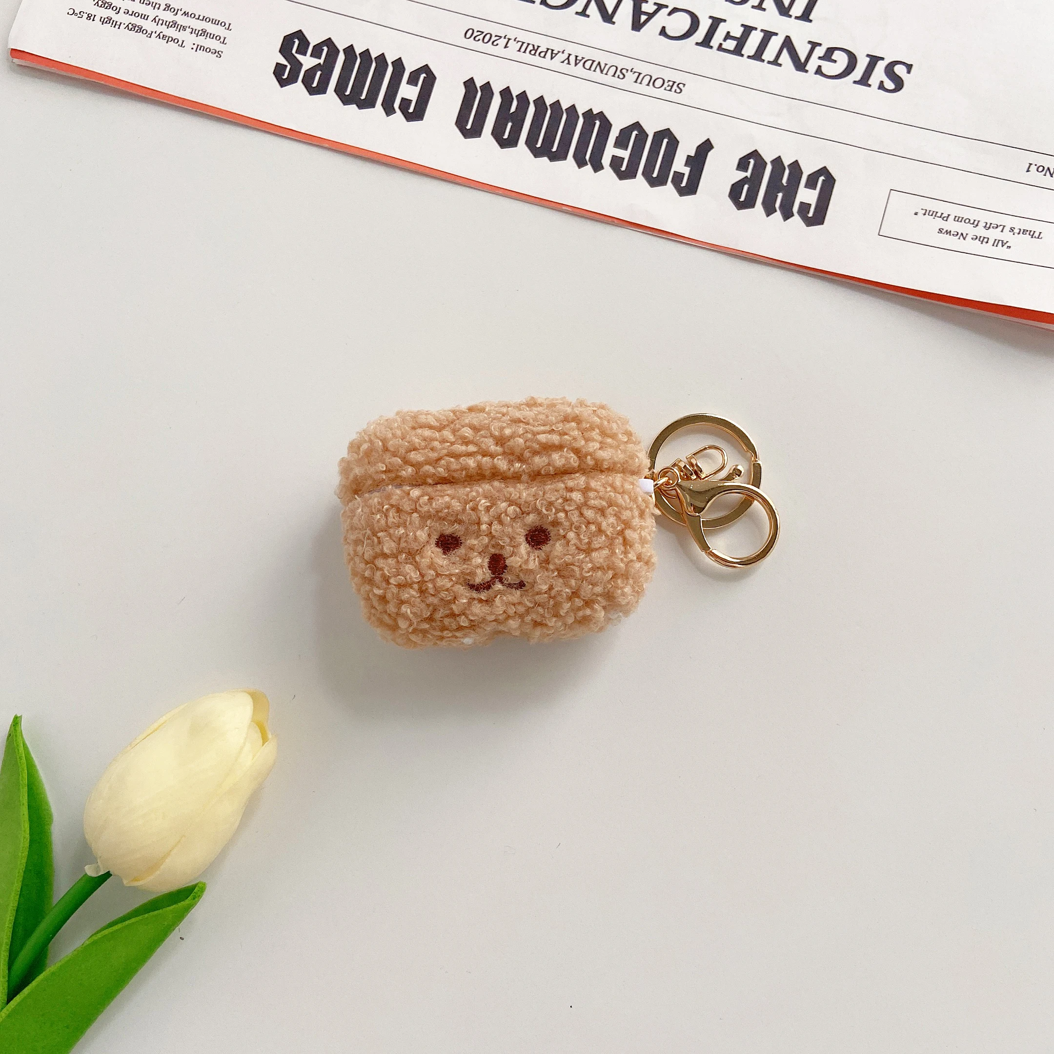 Fluffy Bear Keychain Earphone Apple Case Kawaii AirPods
