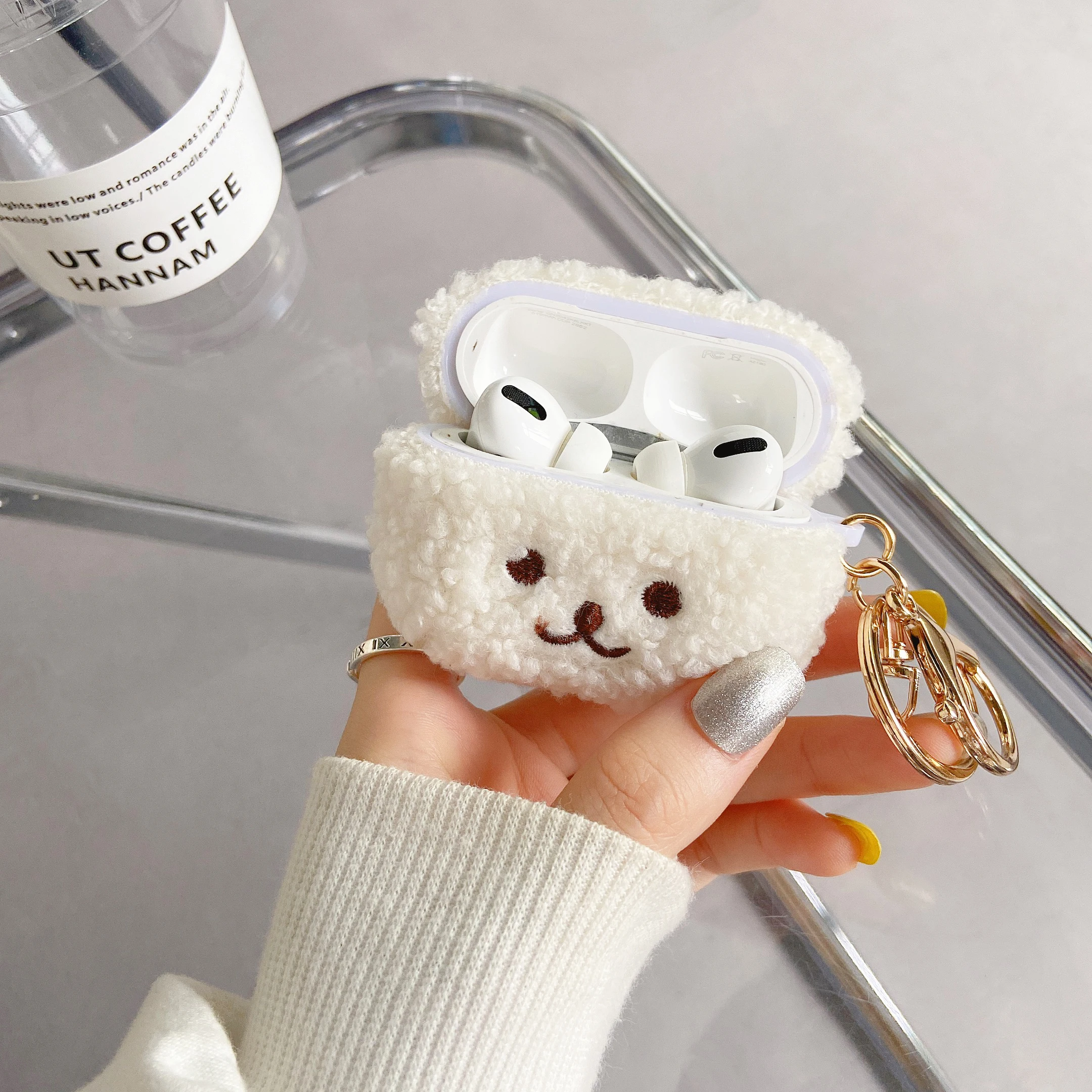 Fluffy Bear Keychain Earphone Apple Case Kawaii AirPods