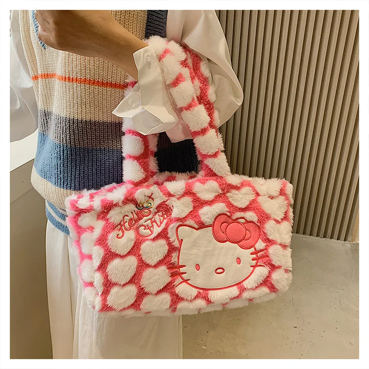 Cartoon Hello Kitty New Women Plush Kawaii Handbag Cartoon Hello Kitty New Women Plush Kawaii Handbag