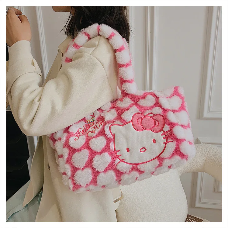 Cartoon Hello Kitty New Women Plush Kawaii Handbag Cartoon Hello Kitty New Women Plush Kawaii Handbag