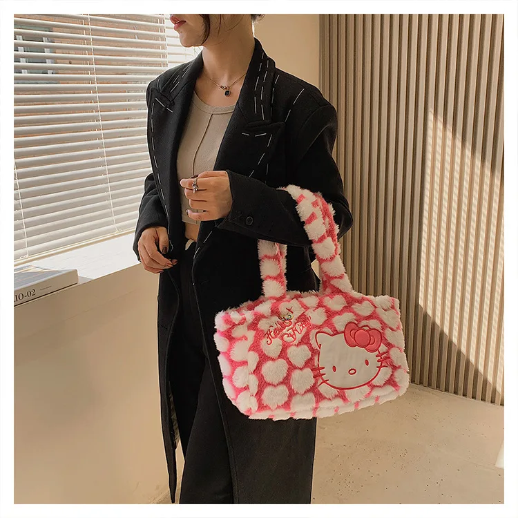 Cartoon Hello Kitty New Women Plush Kawaii Handbag Cartoon Hello Kitty New Women Plush Kawaii Handbag