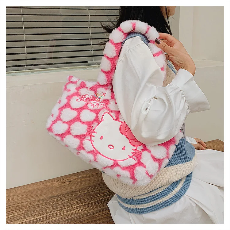 Cartoon Hello Kitty New Women Plush Kawaii Handbag Cartoon Hello Kitty New Women Plush Kawaii Handbag