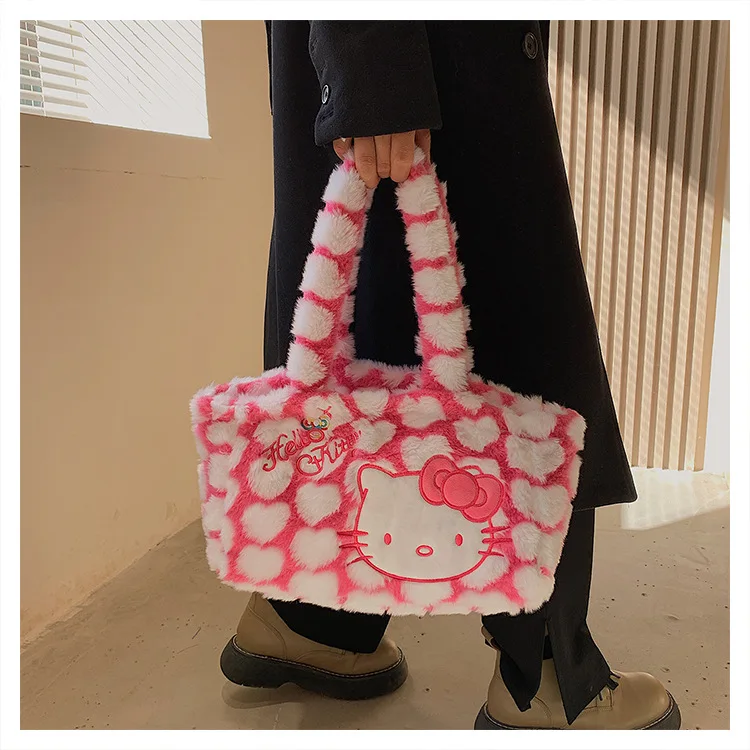 Cartoon Hello Kitty New Women Plush Kawaii Handbag Cartoon Hello Kitty New Women Plush Kawaii Handbag