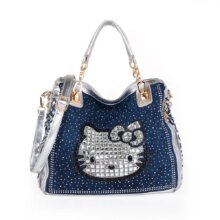 Hellokitty Woman Denim Canvas Studded Rivet Kawaii Bag Hellokitty Woman Denim Canvas Studded Rivet Kawaii Bag