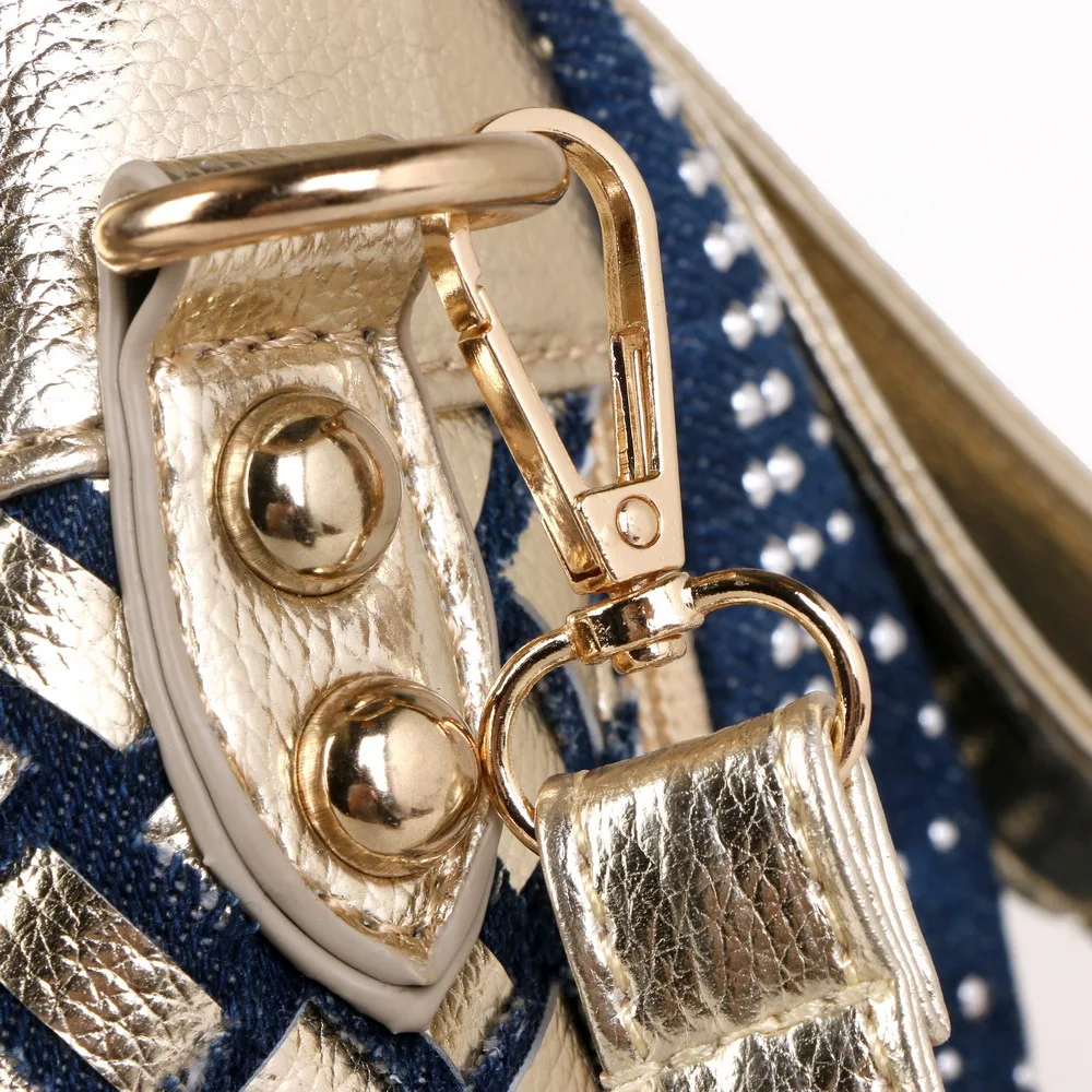 Hellokitty Woman Denim Canvas Studded Rivet Kawaii Bag Hellokitty Woman Denim Canvas Studded Rivet Kawaii Bag