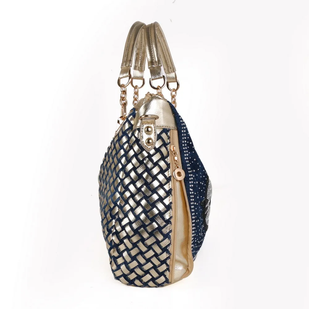 Hellokitty Woman Denim Canvas Studded Rivet Kawaii Bag Hellokitty Woman Denim Canvas Studded Rivet Kawaii Bag