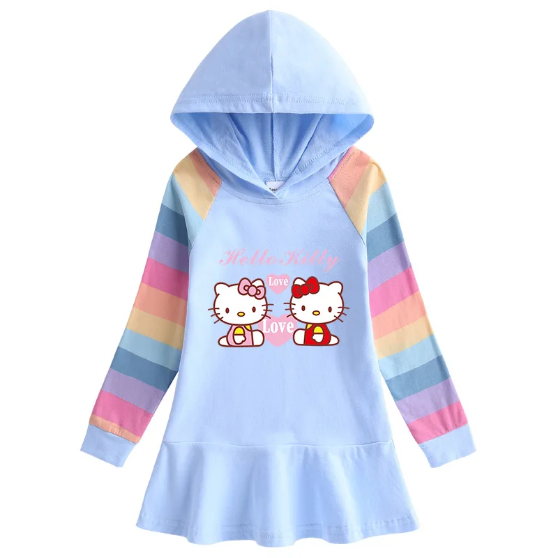 Cartoon Hello-Kitty Kawaii Cotton Rainbow Dress Cartoon Hello-Kitty Kawaii Cotton Rainbow Dress