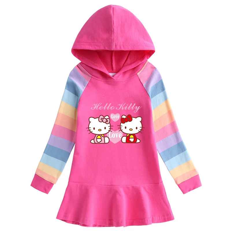 Cartoon Hello-Kitty Kawaii Cotton Rainbow Dress Cartoon Hello-Kitty Kawaii Cotton Rainbow Dress