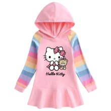 Cartoon Hello-Kitty Kawaii Cotton Rainbow Dress Cartoon Hello-Kitty Kawaii Cotton Rainbow Dress
