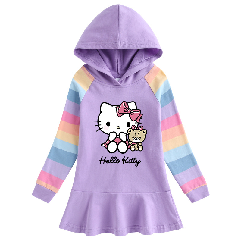 Cartoon Hello-Kitty Kawaii Cotton Rainbow Dress Cartoon Hello-Kitty Kawaii Cotton Rainbow Dress