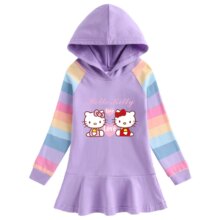 Cartoon Hello-Kitty Kawaii Cotton Rainbow Dress Cartoon Hello-Kitty Kawaii Cotton Rainbow Dress