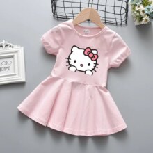 Cartoon Hello-Kitty New Baby Kawaii Print Dress Cartoon Hello-Kitty New Baby Kawaii Print Dress