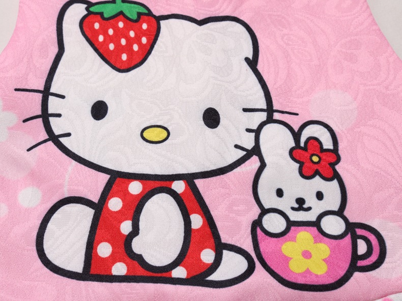 Cartoon Hello-Kitty Fashion Children Sleeveless Pleated Kawaii Dress