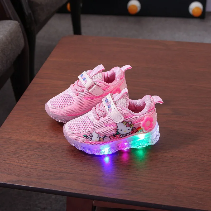 Cartoon Hello Kitty Baby LED Light Sports Casual Kawaii Shoes