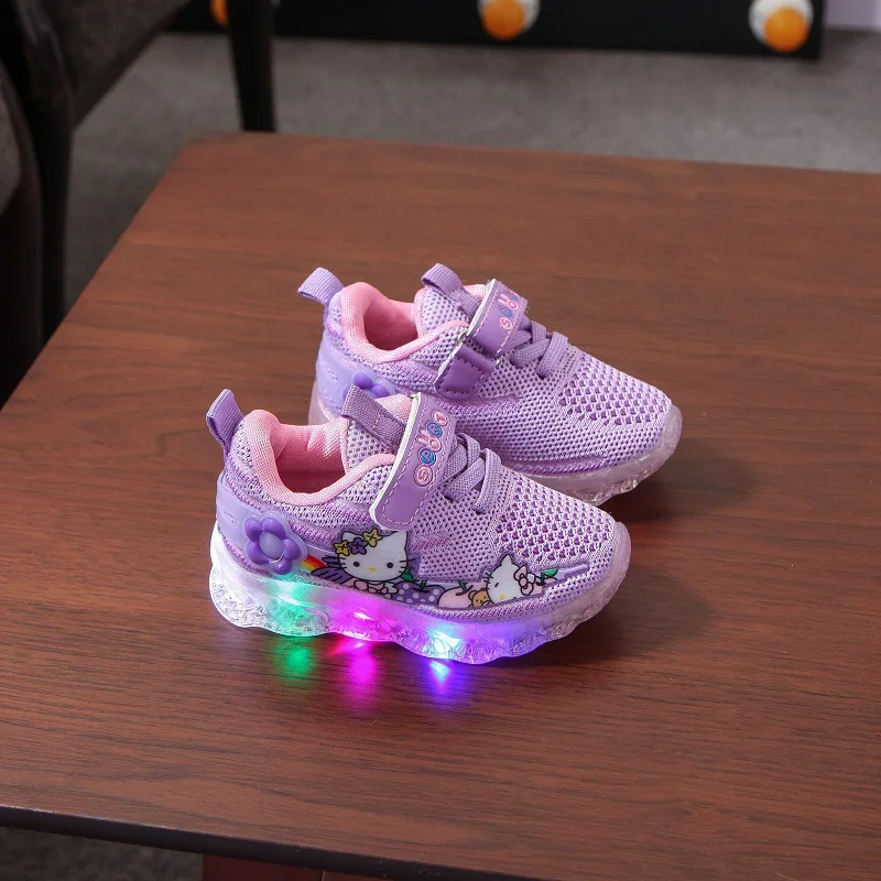 Cartoon Hello Kitty Baby LED Light Sports Casual Kawaii Shoes
