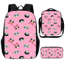 3Pcs The Powerpuff Girls Printed Kawaii Backpack 3Pcs The Powerpuff Girls Printed Kawaii Backpack