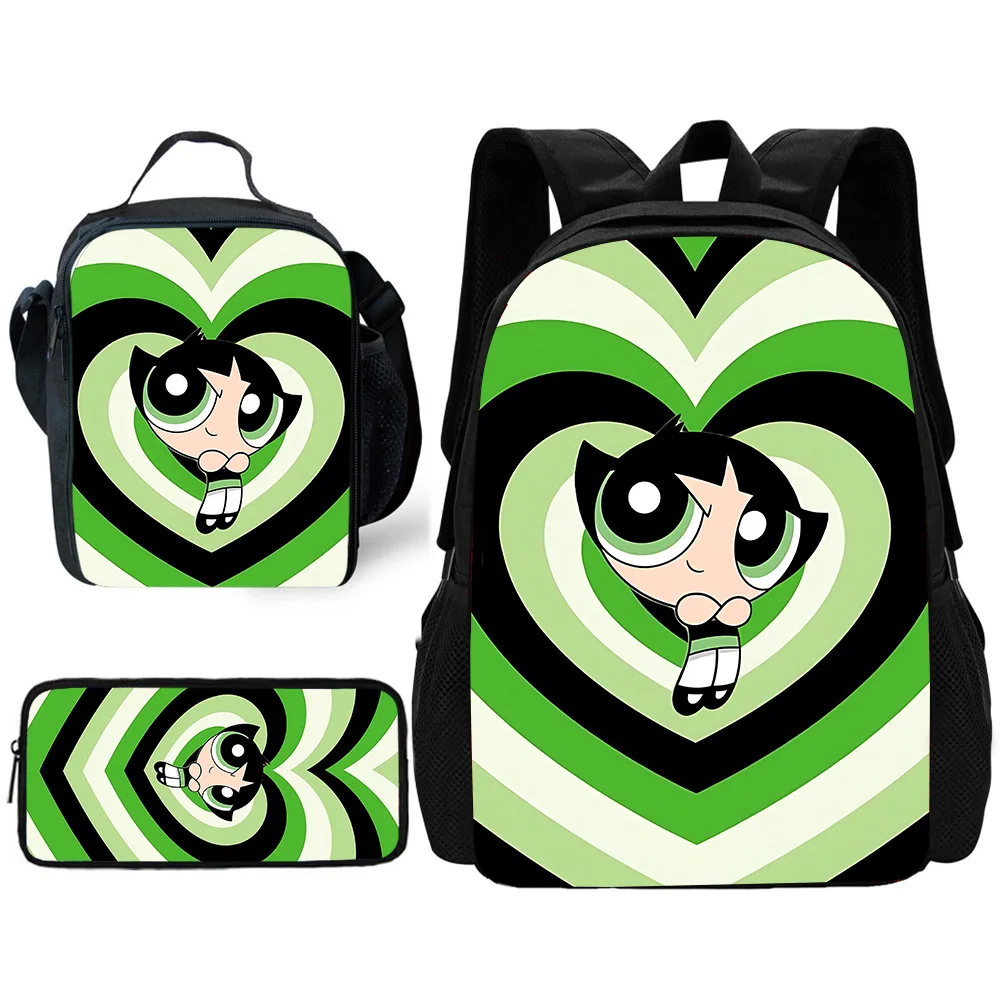 3Pcs/Set Kawaii The Powerpuff Girls Buttercup Backpack