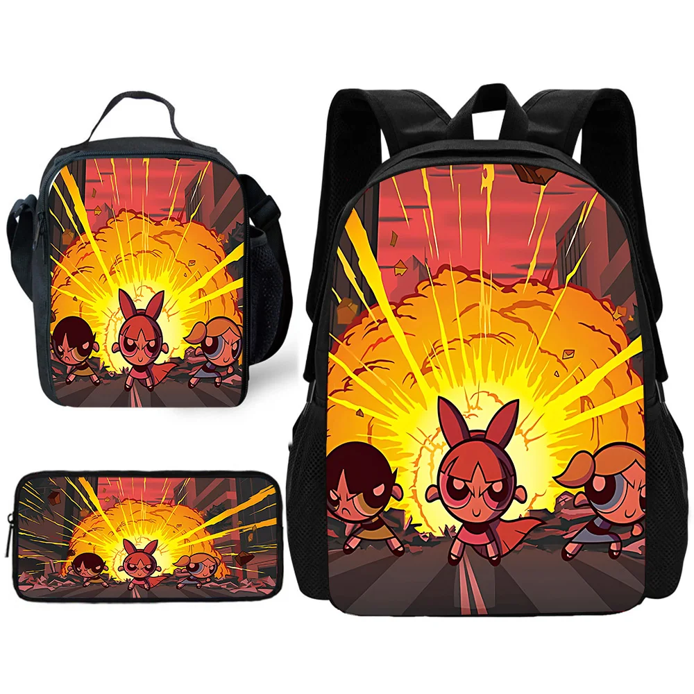 3Pcs/Set Kawaii The Powerpuff Girls Character School Bag