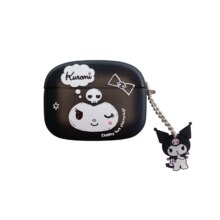 Kawaii Sanrio Cartoon Kuromi Headset Soft Cover With Pendant Kawaii Sanrio Cartoon Kuromi Headset Soft Cover With Pendant