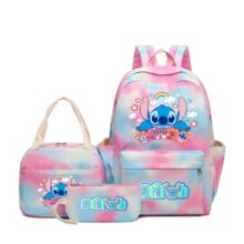 3pcs Stitch Large Capacity Backpack, Cartoon Anime Schoolbag, Kids Girl Travel Commute Knapsack With Lunch Bag And Pencil Case 3pcs Stitch Large Capacity Backpack, Cartoon Anime Schoolbag, Kids Girl Travel Commute Knapsack With Lunch Bag And Pencil Case