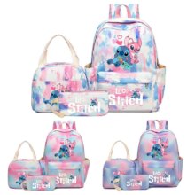 3pcs Stitch Large Capacity Backpack, Cartoon Anime Schoolbag, Kids Girl Travel Commute Knapsack With Lunch Bag And Pencil Case 3pcs Stitch Large Capacity Backpack, Cartoon Anime Schoolbag, Kids Girl Travel Commute Knapsack With Lunch Bag And Pencil Case